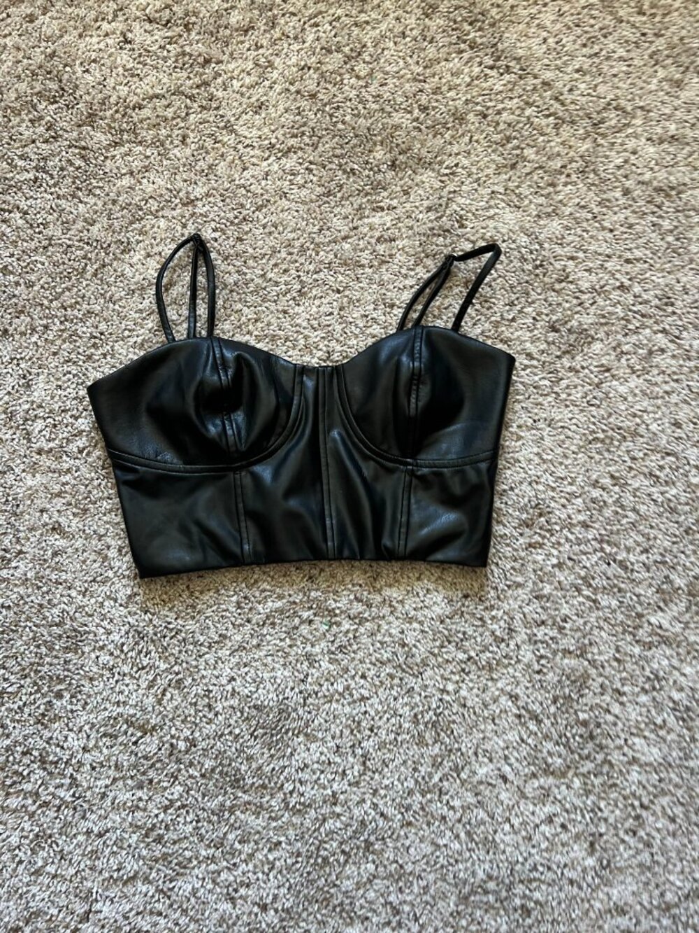 Express Faux Leather Crop Top Corset Bustier Small Body Contour Going Out Top